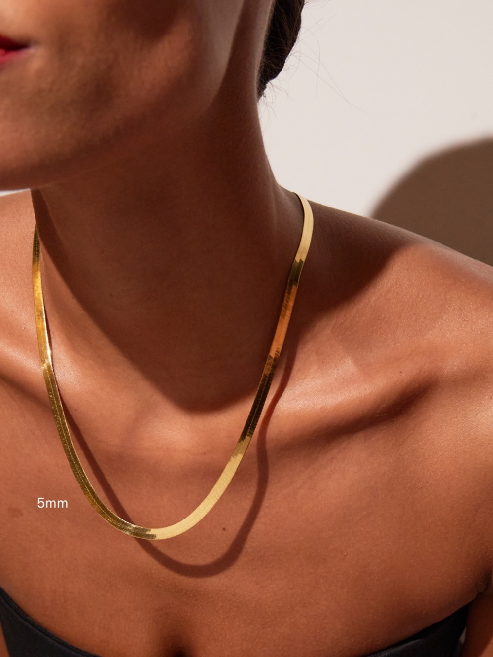Gold Herringbone Chain Necklace